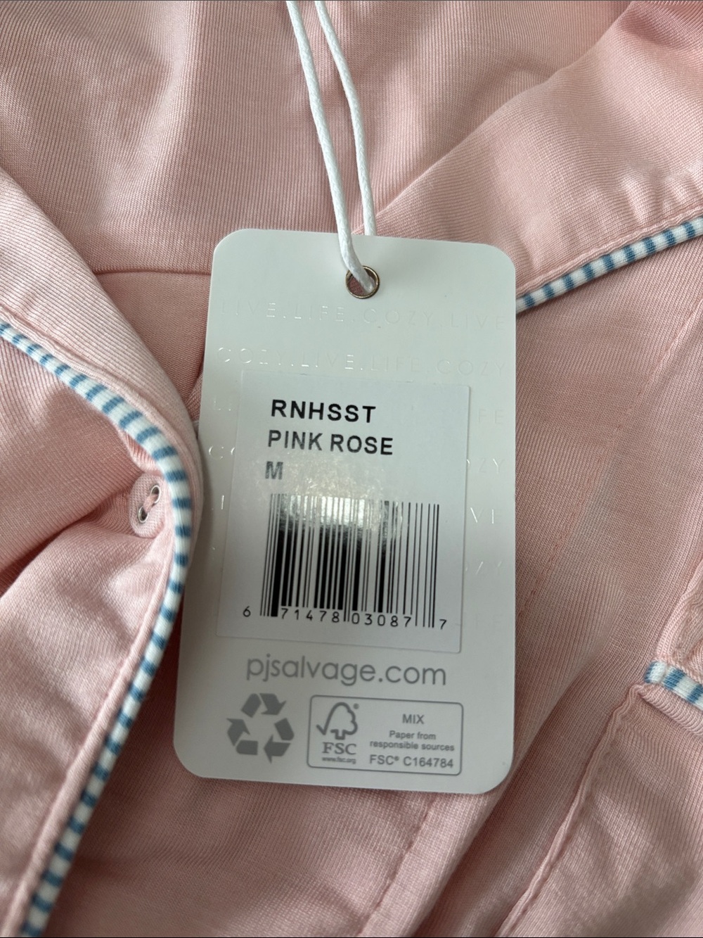 P.J. Salvage NEW WITH TAGS Pink Rose Pajama Set with Striped Trim and Sleep Mask - Picture 4 of 4
